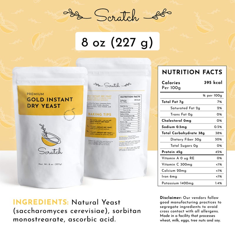 Scratch Gold Yeast - Instant Dry Yeast for a Rapid Rise - Add Straight to Dry Mix - Perfect for Making Bread, Bread Machines, Pizza Dough, Crusts & More - (Gold 8oz) (1 Packet) - Image 3